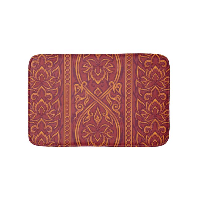 Lotus Luxe Tapestry Pattern - The White Lotus Bath Mat (Front)