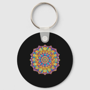 Lotus Mandala Boho Yoga Meditation Key Ring