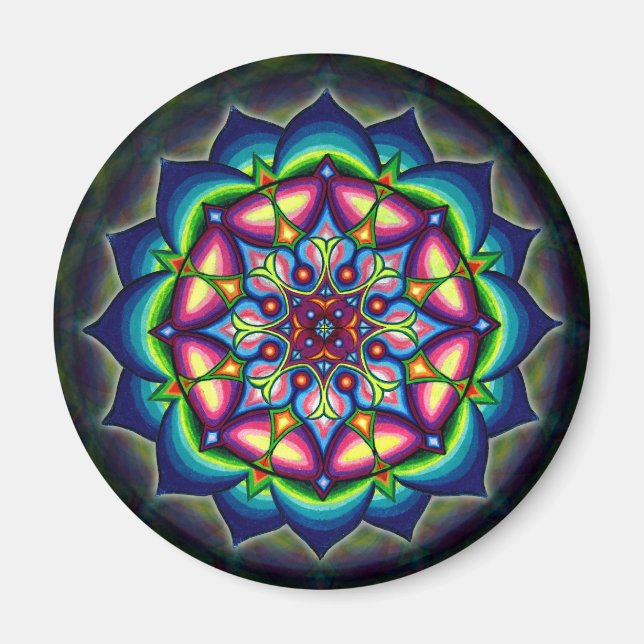 Lotus Mandala design By Rizzi DayO Knight Design Magnet (Front)