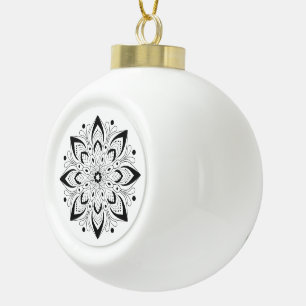 Lotus Mandala Design Ceramic Ball Christmas Ornament
