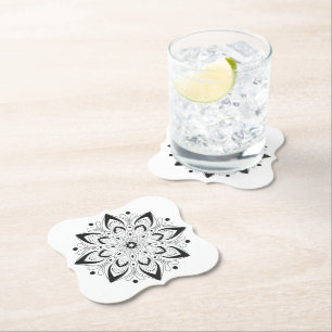 Lotus Mandala Design Paper Coaster
