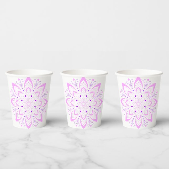 Lotus Mandala Design  Paper Cups (Multi)