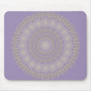 Lotus Mandala in Lilac and Gold Mouse Pad