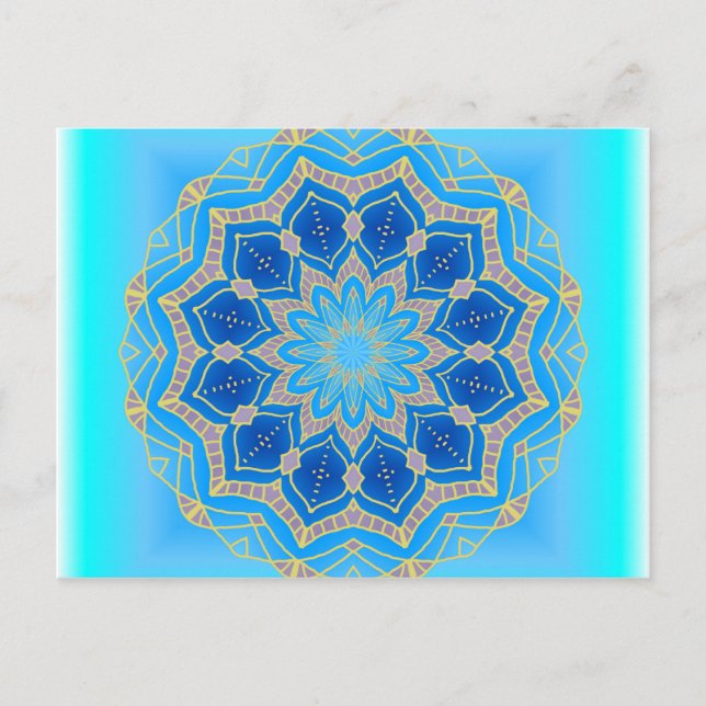 Lotus mandala in turquoise and blue postcard (Front)