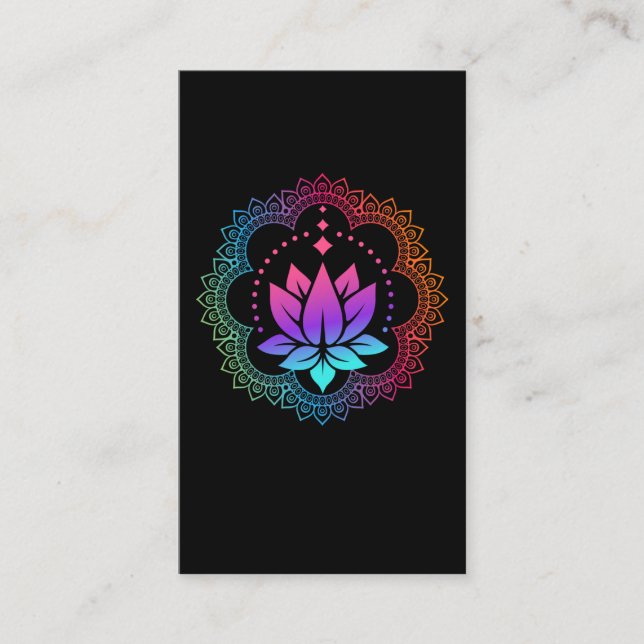 Lotus Mandala Spiritual Reiki Master Yoga Chakra Business Card (Front)
