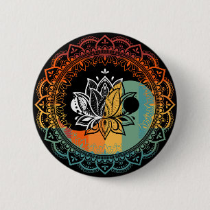 Lotus Mandala Yin Yang Sacred Geometry Spiritual 6 Cm Round Badge