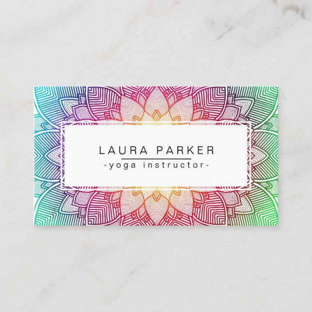 Lotus Mandala Yoga Instructor Meditation Fitness Business Card (Front)