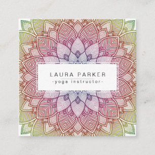 Lotus Mandala Yoga Instructor Meditation Holistic Square Business Card