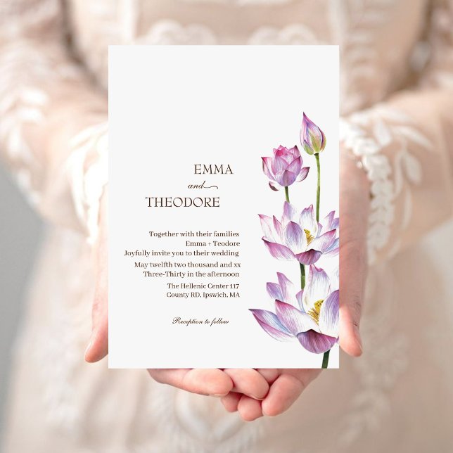 Lotus Modern Beautiful Floral Wedding  Invitation (Creator Uploaded)