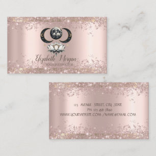 Lotus Moon Rose Gold Glitter Dust Yoga Business Card
