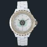 *~* Lotus Moon Stars Sacred Geometry Spiritual Watch<br><div class="desc">*~* Soothing Sacred Symbol Path To Nirvana Sacred Geometry Spiritual Metaphysical New Age Watch. Included is a lotus the moon and stars. There is a watercolor faint turquoise background. The sacred geometry spiritual new age metaphysical symbol is drawn in black which makes for a striking contract to the watercolor element....</div>