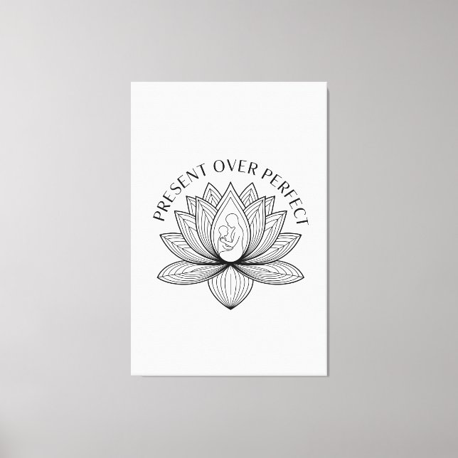 Lotus Mother Child Present Mantra Art Canvas Print (Front)