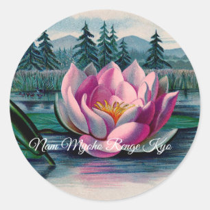 Lotus Nam Myoho Renge Kyo Buddhist Classic Round Sticker