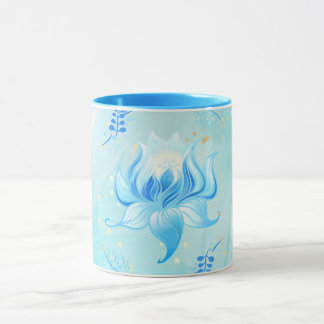 Lotus of Calm Waters – Teal Floral Artwork Mug