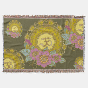 Lotus Of The OM - Throw Pillow Blanket