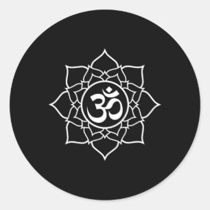 Lotus Ohm Om Symbol Yoga Beginners Meditation Desi Classic Round Sticker