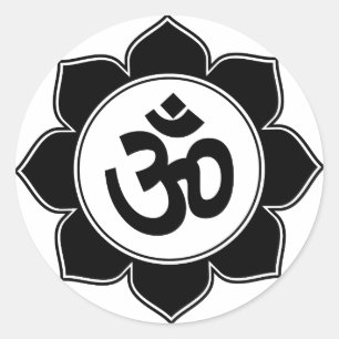 Lotus Om Design Classic Round Sticker