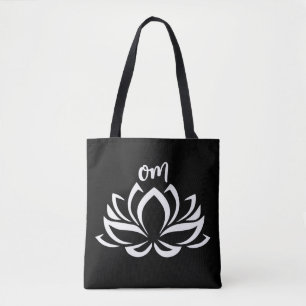 Lotus Om White Tote Bag