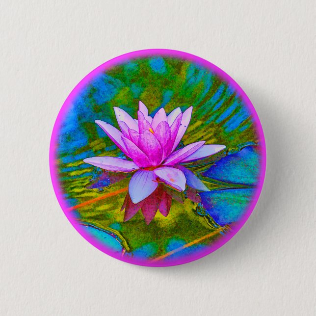 Lotus or Waterlily Elegant Flower Yoga 6 Cm Round Badge (Front)