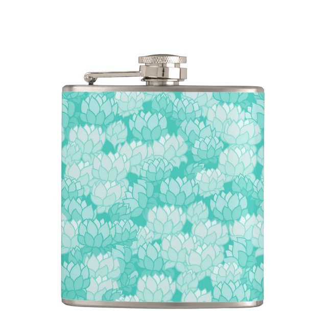 Lotus pattern 2 hip flask (Front)