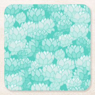 Lotus pattern 2 square paper coaster