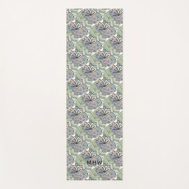 Lotus Pattern custom monogram yoga mat (Front)