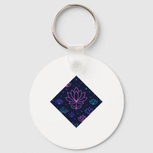 Lotus Pattern Geometric Dark Key Ring