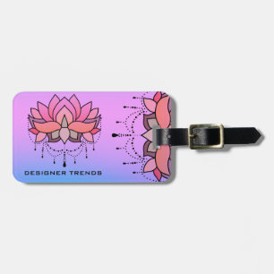 Lotus Personal Pink Blue Pretty Elegant Flower Luggage Tag