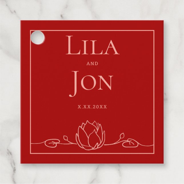 Lotus Personalized  Wedding Favor Tags (Front)