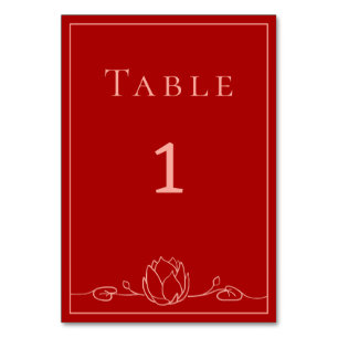 Lotus Personalized Wedding Table Number Card