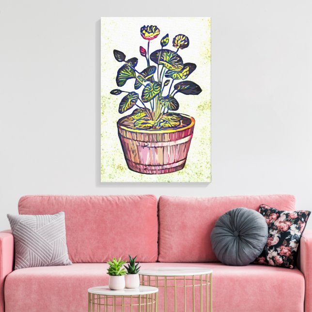 Lotus Plant Canvas Print (Insitu(LivingRoom))