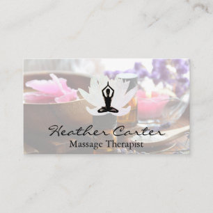 Lotus Pose Icon   Gold Marble   Spa Oils Salts Business Card