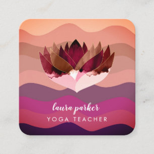 Lotus Purple Mandala Meditation Yoga Boho   Square Business Card