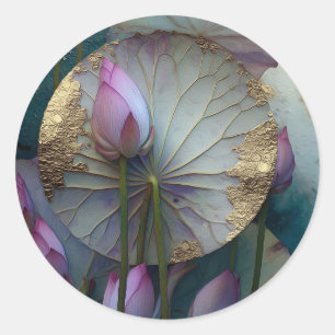 Lotus Reverie Lotus Flower Design Classic Round Sticker