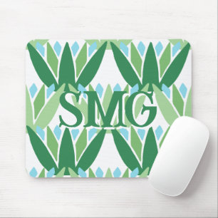 Lotus Ribbon in Green + Aqua Personalised Mouse Pad