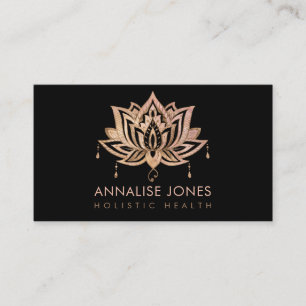 Lotus - Rose Quartz and Gold decorated Business Card