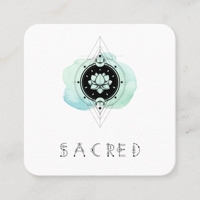 *~* Lotus Sacred Symbol  Moon To Nirvana Square Business Card (Front)