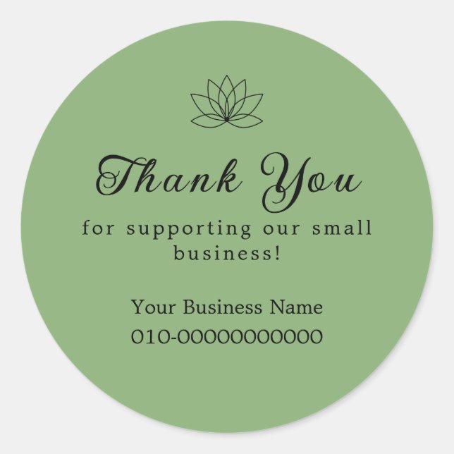 Lotus Sage Green Minimalist Simple  Classic Round Sticker (Front)