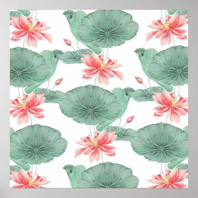 Lotus seamless pattern botanical background poster (Front)
