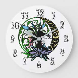 Lotus Shadow Fairy Large Clock
