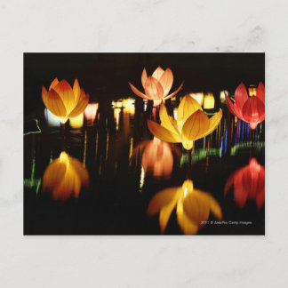 Lotus shaped lanterns for mid autumn festival postcard
