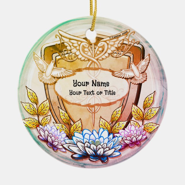 Lotus shield nurse  ceramic tree decoration (Front)