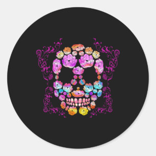 Lotus Skull Mandala Zen Art Design  Classic Round Sticker