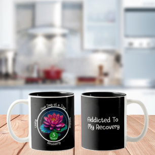 Lotus Sobriety Chip Custom 12-Step Medallion Two-Tone Coffee Mug
