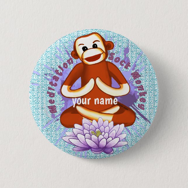 Lotus Sock Monkey  6 Cm Round Badge (Front)
