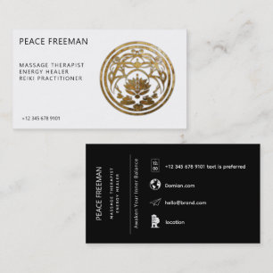 Lotus Stillness Golden Mandala Design Business Card