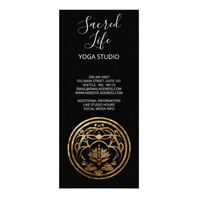 Lotus Stillness | Golden Mandala Design Rack Card (Back)