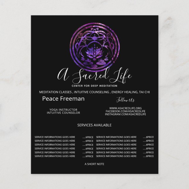 Lotus Stillness | Purple Mandala Design Flyer (Front)