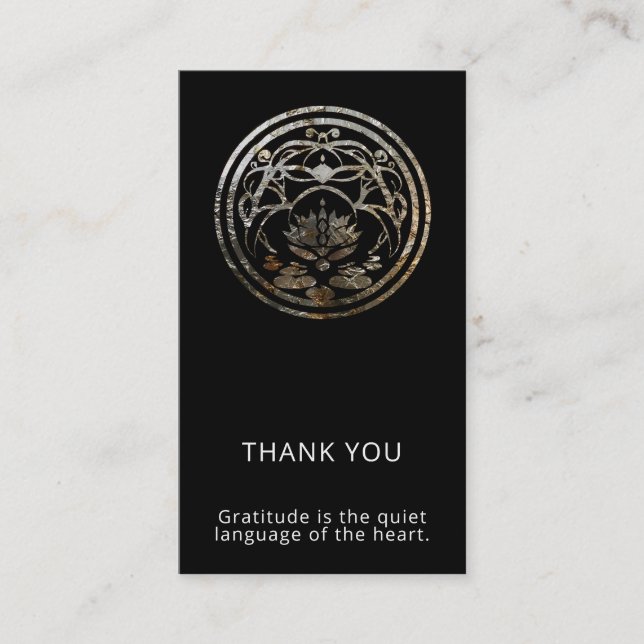 Lotus Stillness | Silver Mandala Design Business Card (Front)
