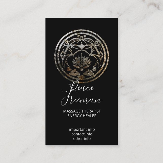 Lotus Stillness | Silver Mandala Design Business Card (Front)